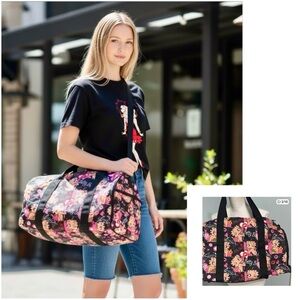 Betty Boop Bag Black Pink Biker Babe Shoulderbag duffle weekend bottom feet NWT